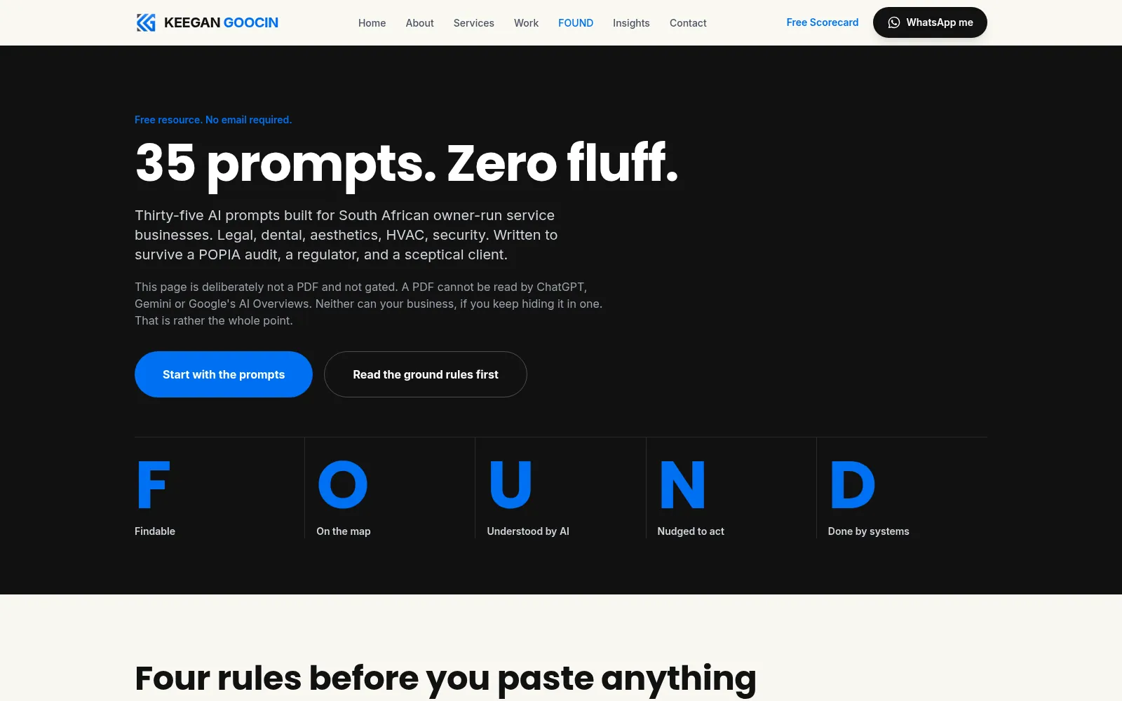 The FOUND Prompt Library built by Keegan Goocin